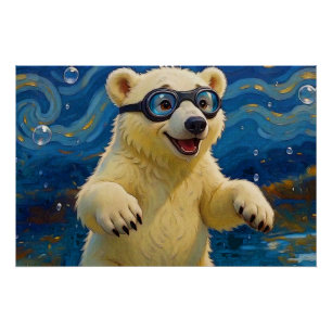 Pôster Eu Tenho Bolhas - Filhote de Urso Polar na Água