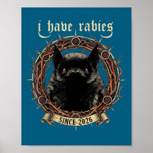 Poster Eu Tenho Raiva Camisa Gótica de Morcego Humor Negr