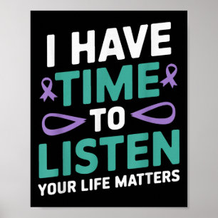 Poster Eu Tenho Tempo Para Ouvir Suicídio Sensibilização