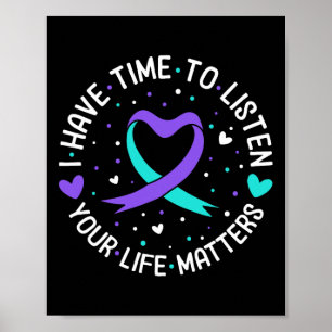 Poster Eu Tenho Tempo Para Ouvir Suicídio Sensibilização