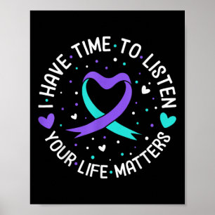 Poster Eu Tenho Tempo Para Ouvir Suicídio Sensibilização