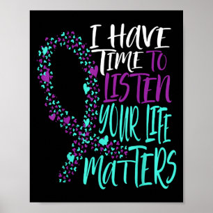 Poster Eu Tenho Tempo Para Ouvir Suicídio Sensibilização