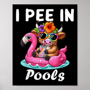 Poster Eu Urino Em Piscinas Terras Altas Vaca Piadas Engr