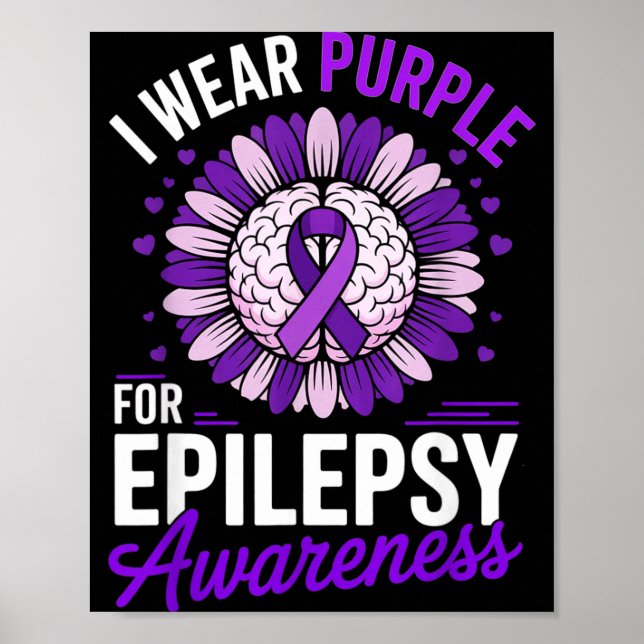Poster Eu Uso Roxo para a Consciência do Cérebro da Epile (Frente)
