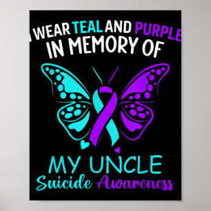 Poster Eu Uso Verde-azulado & Roxo Em Memória do Meu