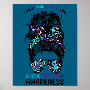 Poster Eu Uso Verde-azulado & Roxo Para Prevenção do
