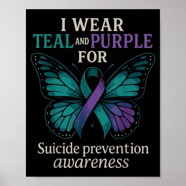 Poster Eu Uso Verde Teal Roxo Para Conscientização de Pre (Frente)
