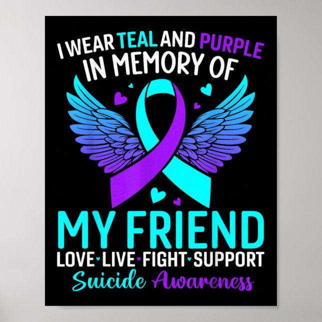 Poster Eu Uso Verde Turquesa E Roxo Para Prevenção Do Sui (Frente)