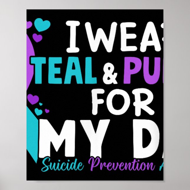 Poster Eu Uso Verde Turquesa e Roxo Pelo Meu Pai Prevençã (Frente)