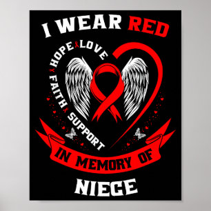 Poster Eu Uso Vermelho Em Memória Da Doença Cardíaca Da M