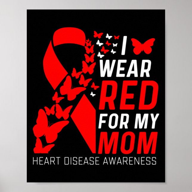 Poster Eu Uso Vermelho Para a Doença Cardíaca Borboletas  (Frente)