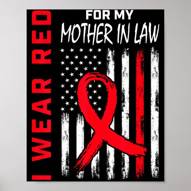 Poster Eu Uso Vermelho Para a Doença Cardíaca da Minha So (Frente)