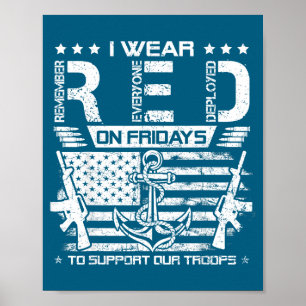 Poster Eu uso vermelho sexta-feira apoio nossas tropas ve