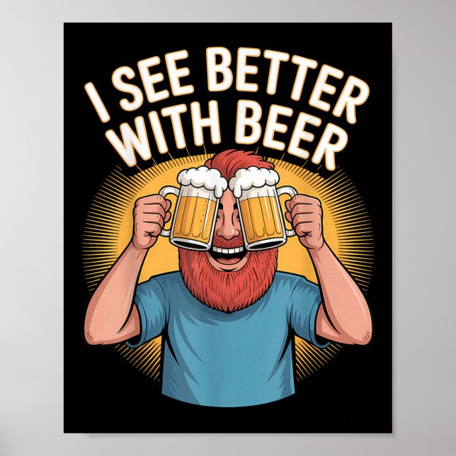 Poster Eu Vejo Melhor Com A Festa De Beer Engraçada (Frente)