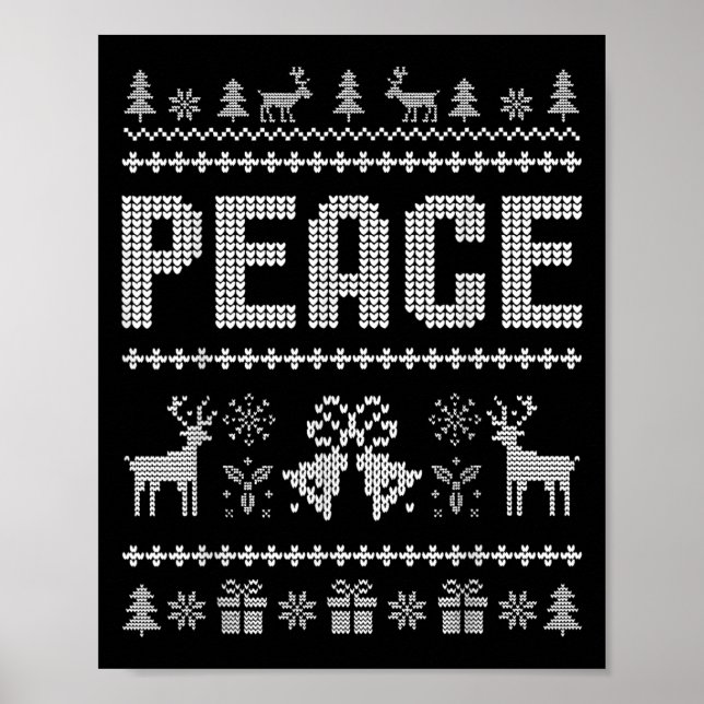 Poster Eu Vim Em Paz No Natal Xmas Reindeer Holiday Co (Frente)