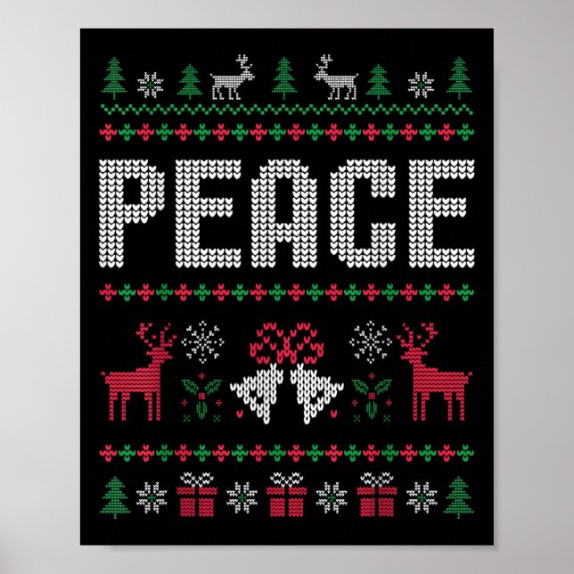 Poster Eu Vim Em Paz No Natal Xmas Reindeer Holiday Co (Frente)