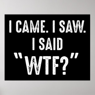 Poster Eu Vim. Eu Vi. Eu Disse "WTF?" Citação Engraçad