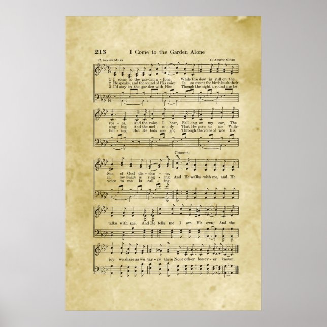 Poster Eu Vim Para O Jardim Sozinho, Gospel Sheet Music (Frente)