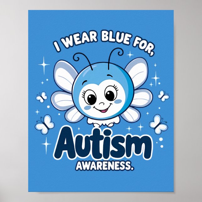 Poster Eu visto azul para a consciência do autismo (Frente)