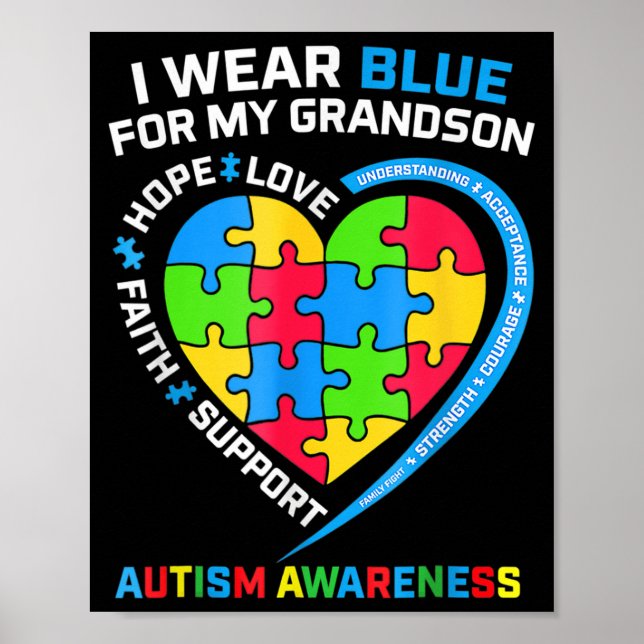 Poster Eu Visto Azul Para A Consciência Do Autismo Do Meu (Frente)
