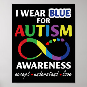 Poster Eu Visto Azul Para Consciência Autista Aceitar Com