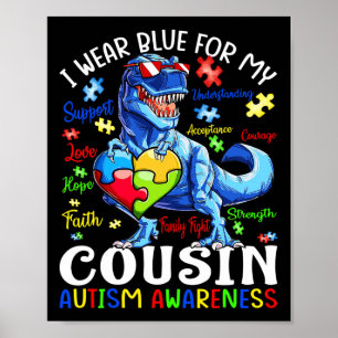 Poster Eu Visto Azul Para Meu Primo Autismo Sensibilizaçã