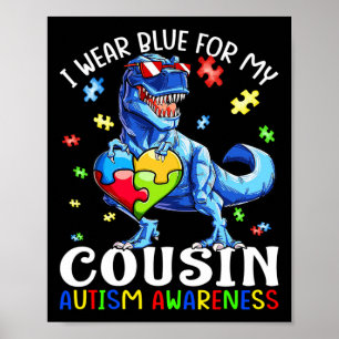 Poster Eu Visto Azul Para Meu Primo Autismo Sensibilizaçã