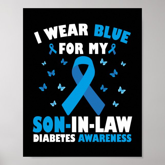 Poster Eu Visto Azul Para Minha Consciência Da Diabetes D (Frente)