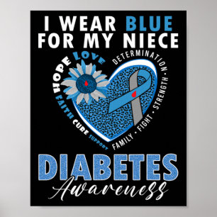 Poster Eu Visto Azul Para Minha Consciência Da Diabetes T