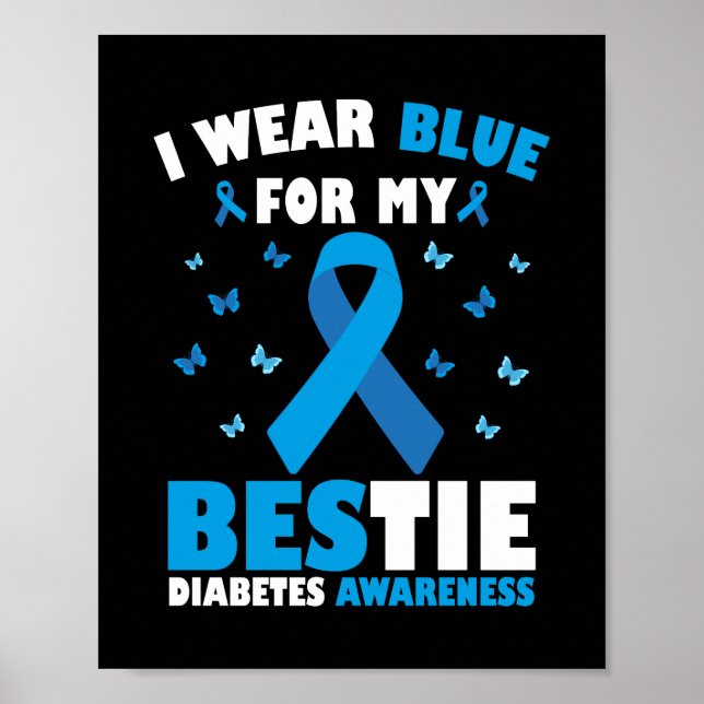 Poster Eu Visto Azul Para Minha Consciência Da Diabetes T (Frente)