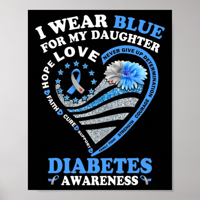 Poster Eu Visto Azul Para Minha Filha Diabetes Sensibiliz (Frente)