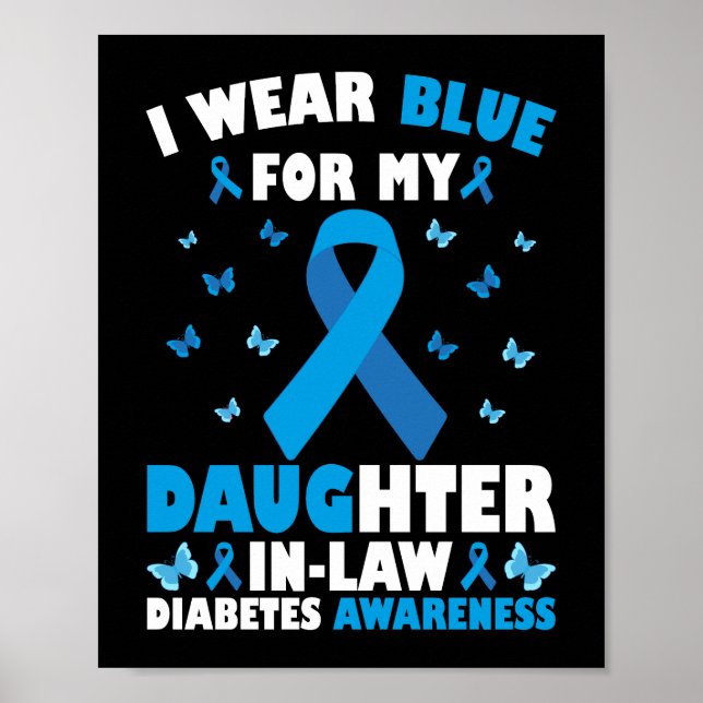 Poster Eu Visto Azul Para Minha Filha Em Direito Diabetes (Frente)