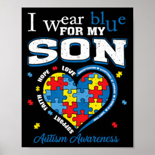 Poster Eu Visto Azul Para O Meu Filho Autismo Consciência