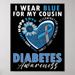 Poster Eu Visto Azul Para O Meu Primo Tipo 1, Diabetes Aw