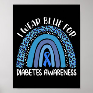 Poster Eu Visto Azul Para O Suporte À Consciência Da Diab