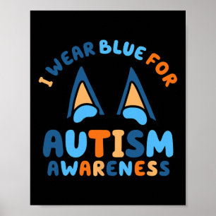 Poster Eu Visto Azul Por Consciência Autista Adorto Amo