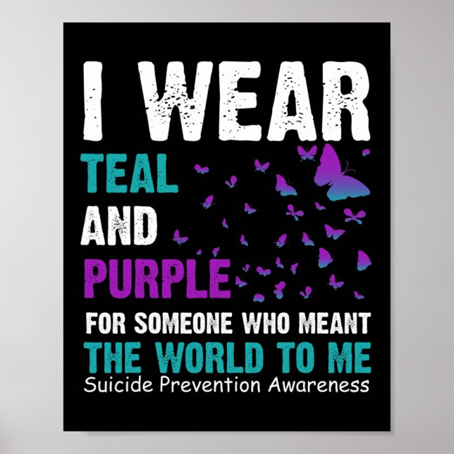 Poster Eu Visto Consciência Do Suicídio Teal E Roxo E Pre (Frente)