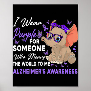 Poster Eu Visto Fita de Elefante Roxo Cute Alzheimer