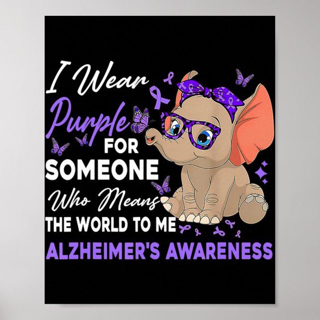 Poster Eu Visto Fita de Elefante Roxo Cute Alzheimer (Frente)