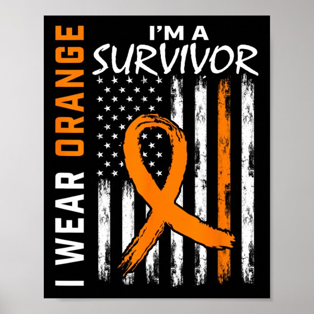 Poster Eu Visto Laranja Eu sou um Cancer de Leucemia Sobr (Frente)
