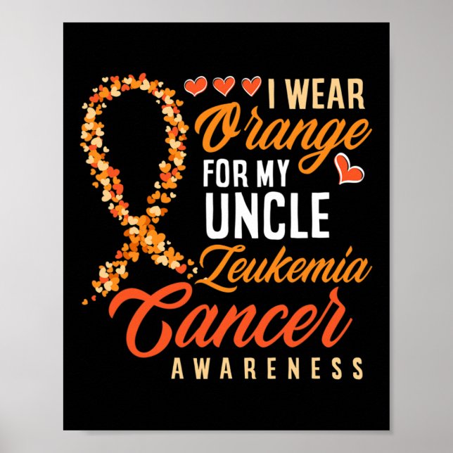 Poster Eu Visto Laranja Para O Meu Tio Leukemia Cancer Aw (Frente)