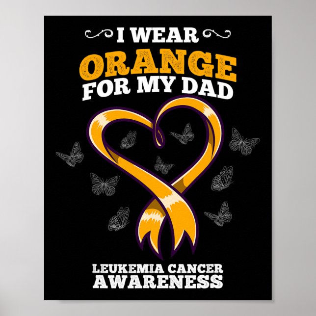 Poster Eu Visto Pai Laranja Leucemia Cancer Sensibilizaçã (Frente)