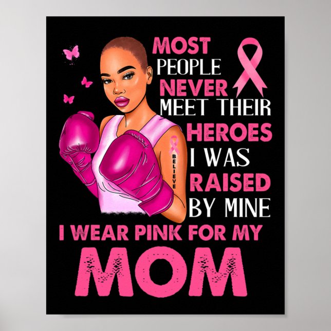 Poster Eu Visto Pinks Para Minha Mãe Cancer Sensibilizaçã (Frente)