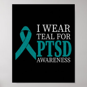 Poster Eu Visto Ptsd de Fita Teal - Sensibilização para o