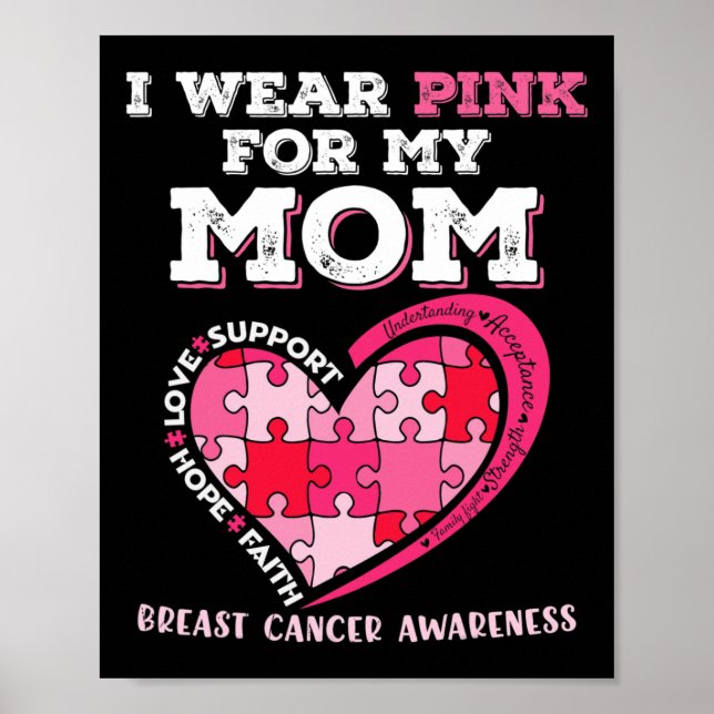 Poster Eu Visto Rosa Para A Minha Mãe Cancer Sensibilizaç (Frente)