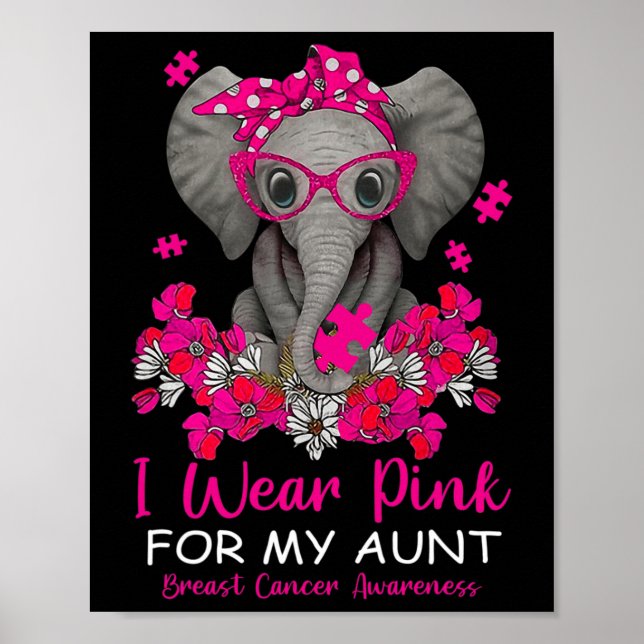 Poster Eu Visto Rosa Para Minha Tia Elefante Cancer De Ma (Frente)