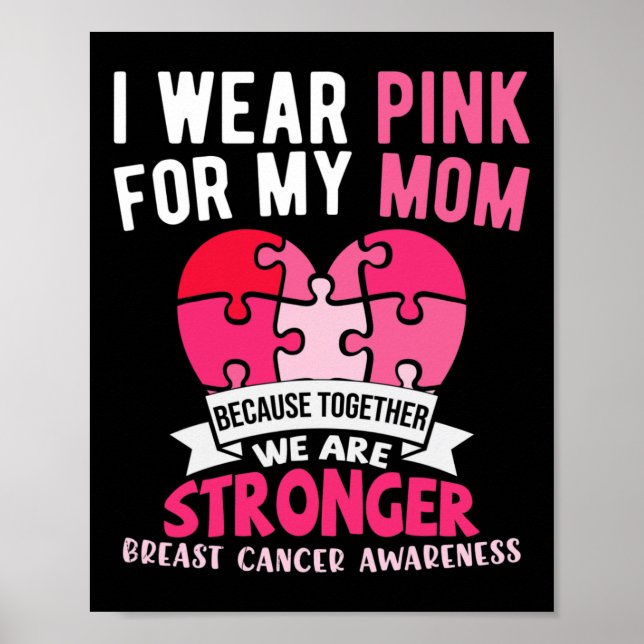 Poster Eu Visto Rosa Por Minha Mãe Cancer Sensibilização  (Frente)