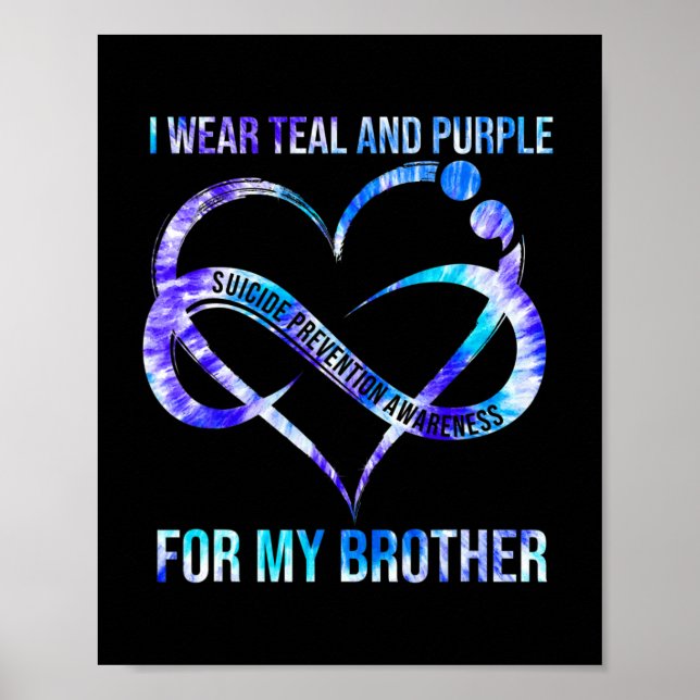 Poster Eu Visto Roxo Teal Para Prevenção Suicida Irmão (Frente)