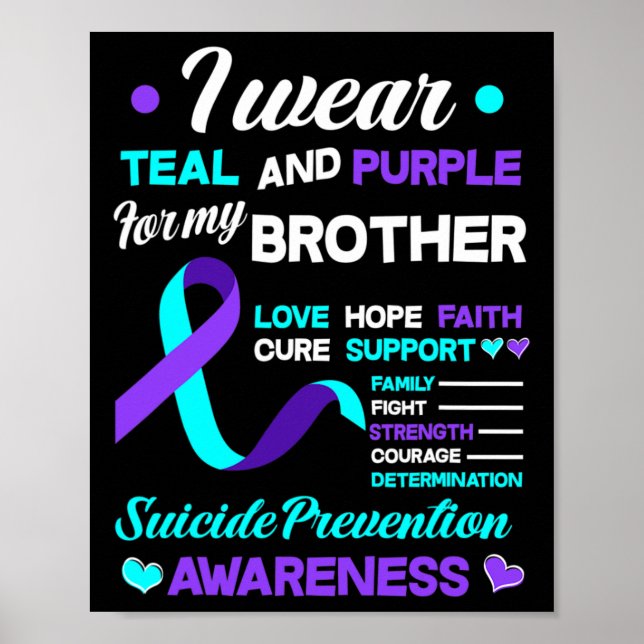 Poster Eu Visto Teal &amp; Purple Para Meu Irmão Suicídio (Frente)