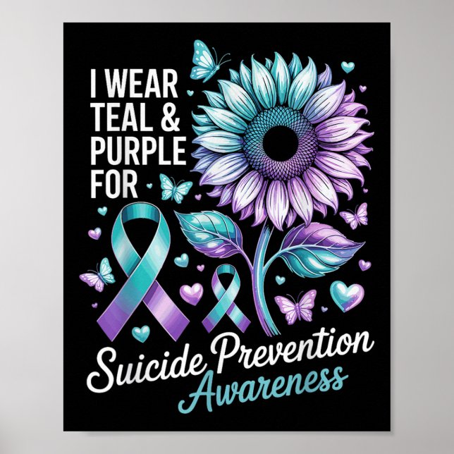 Poster Eu Visto Teal &amp; Roxo Para A Prevenção Do Suicí (Frente)